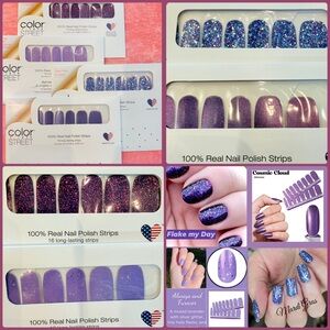 Color Street Purple Nail Polish Strip Bundle Purple Glitter Shimmer